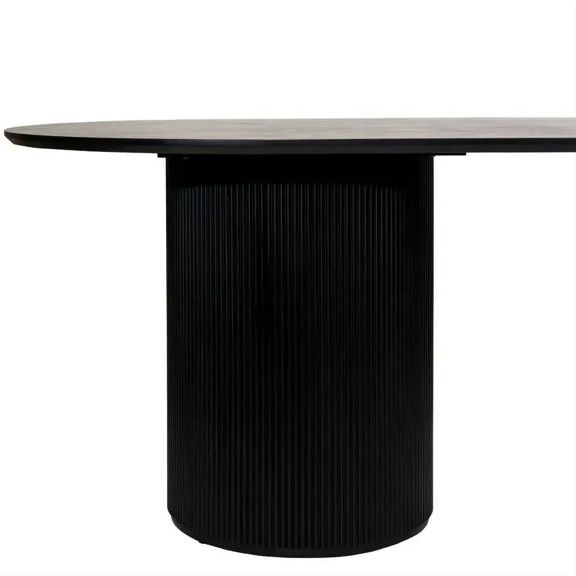Belgravia Oval Dining Table 240cm in Satin Black - Chocolate Wood