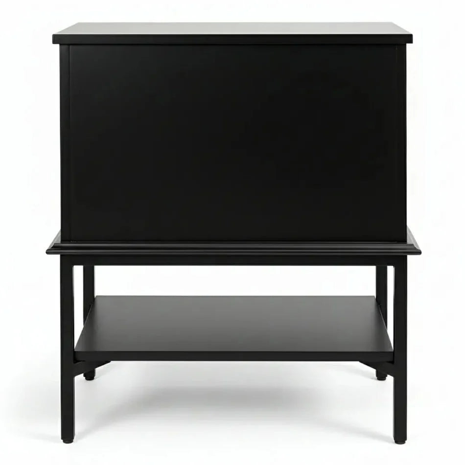 MORETTI 2-DRAWER BEDSIDE TABLE SATIN BLACK SMALL - MyChocolateWood
