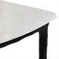 Soren Marble Demilune Table with black frame styled