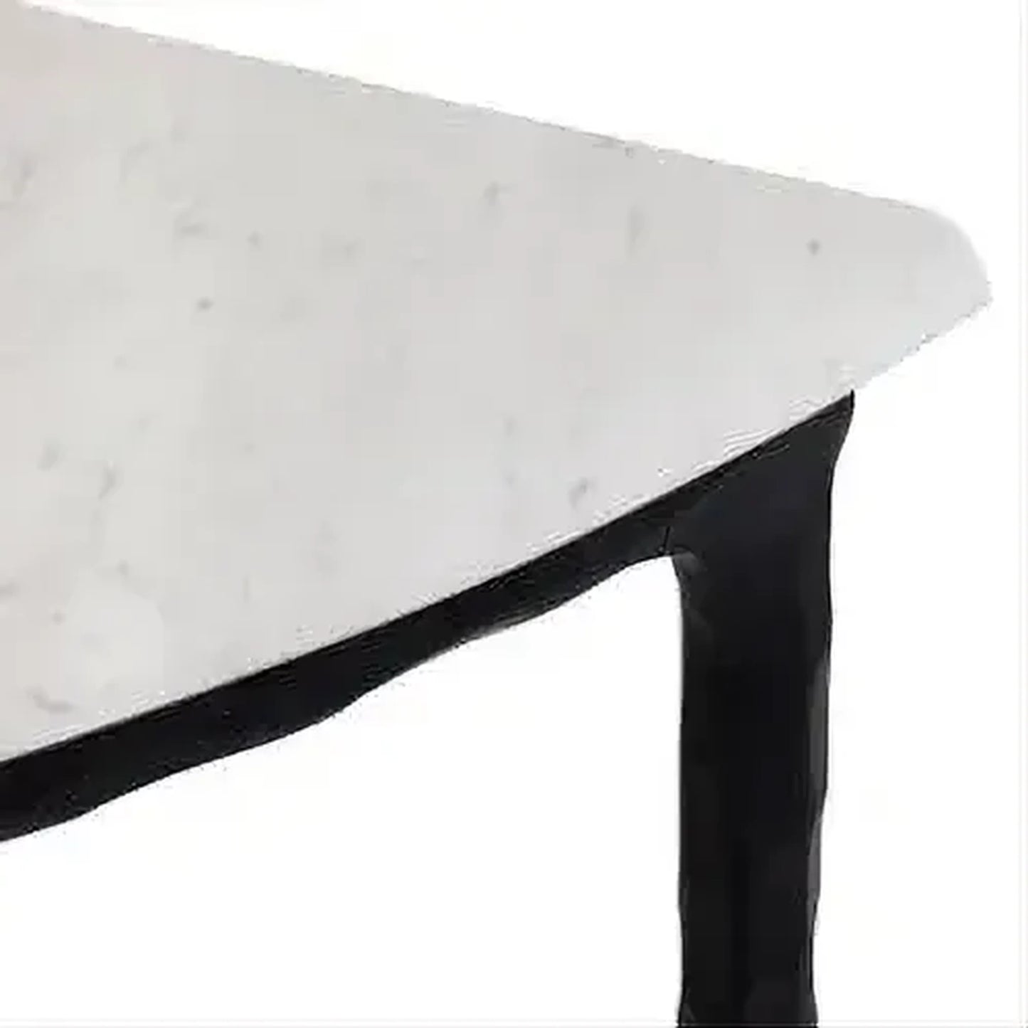 Soren Marble Demilune Table with black frame styled