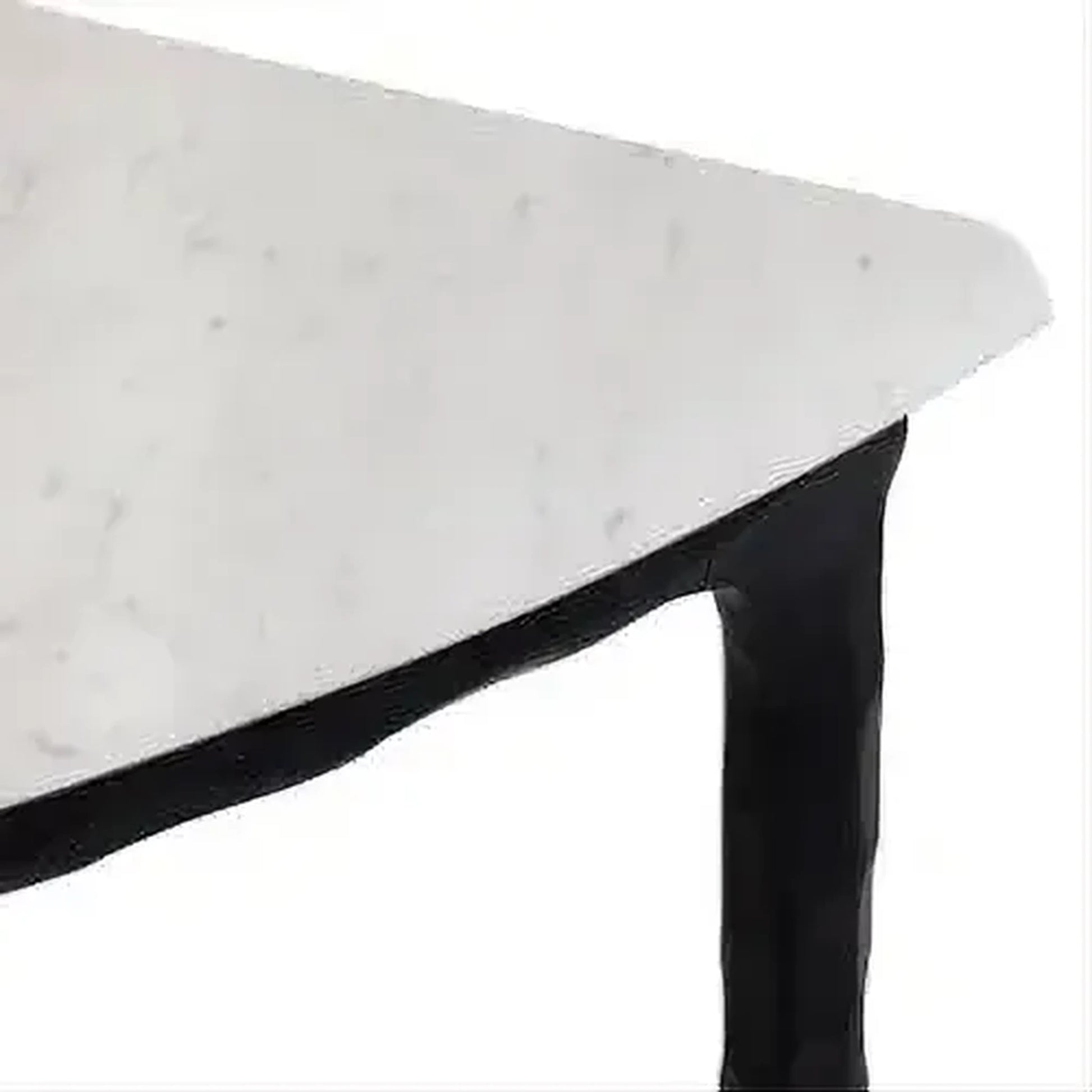 Soren Marble Demilune Table with black frame styled