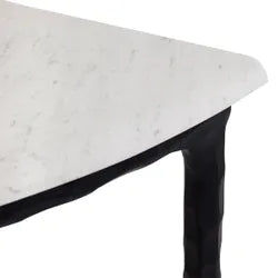 SOREN MARBLE DEMILUNE TABLE/ACCENT TABLE - BLACK FRAME 90CM - MyChocolateWood
