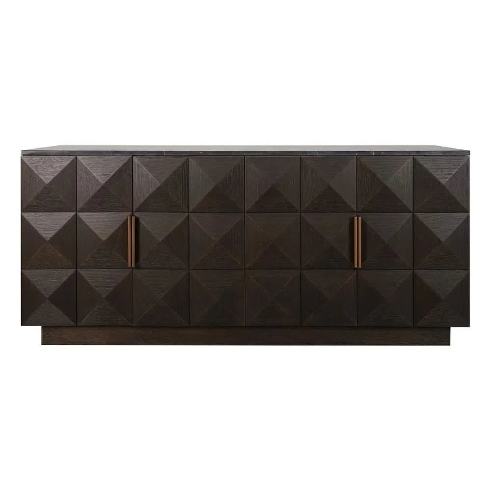 HAMPSHIRE TRAVERTINE/SMOKED OAK 4-DOOR BUFFET/SIDEBOARD - - MyChocolateWood