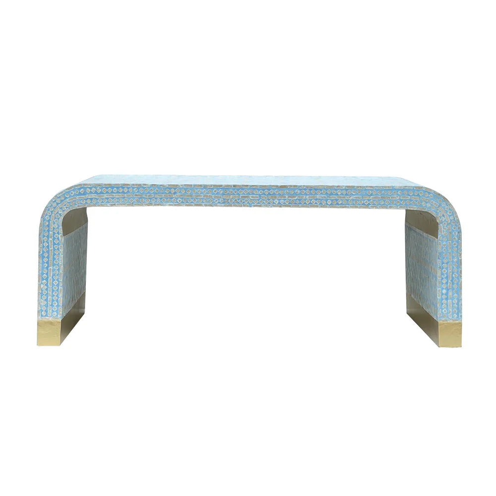 IMELDA MOTHER OF PEARL BLUE MINIMALIST COFFEE TABLE - MyChocolateWood