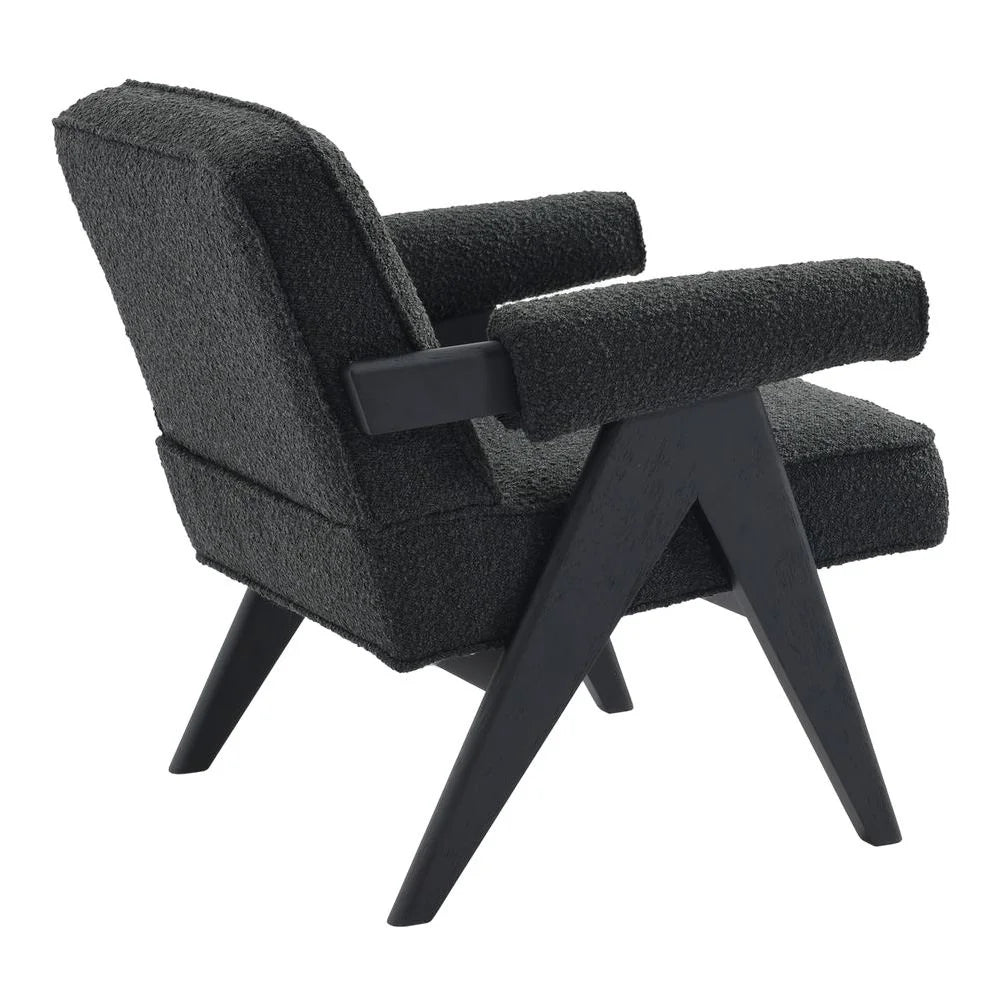 LAYTON BLACK ONYX BOUCLE ARMCHAIR/BLACK PAINTED WOOD FRAME - MyChocolateWood