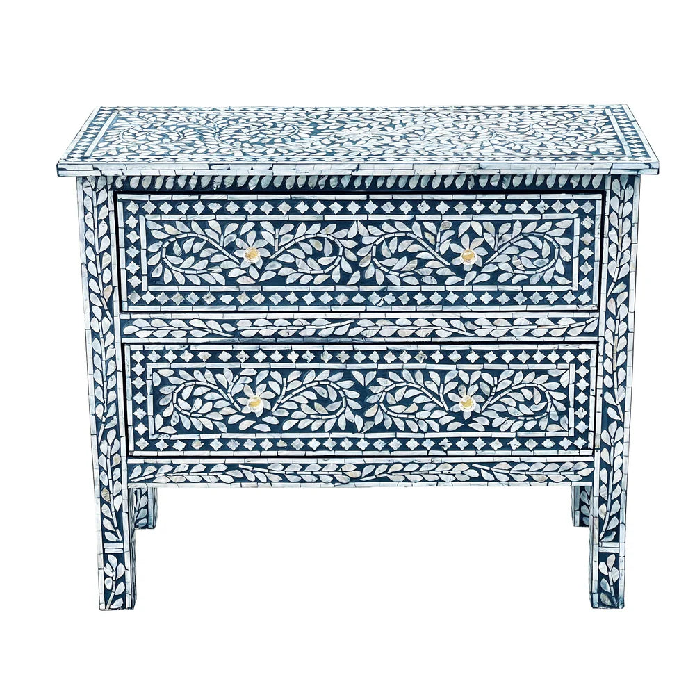 RADIANCE MOTHER OF PEARL HAND MADE SWIRL CHEST OF 2 DRAWERS - MyChocolateWood