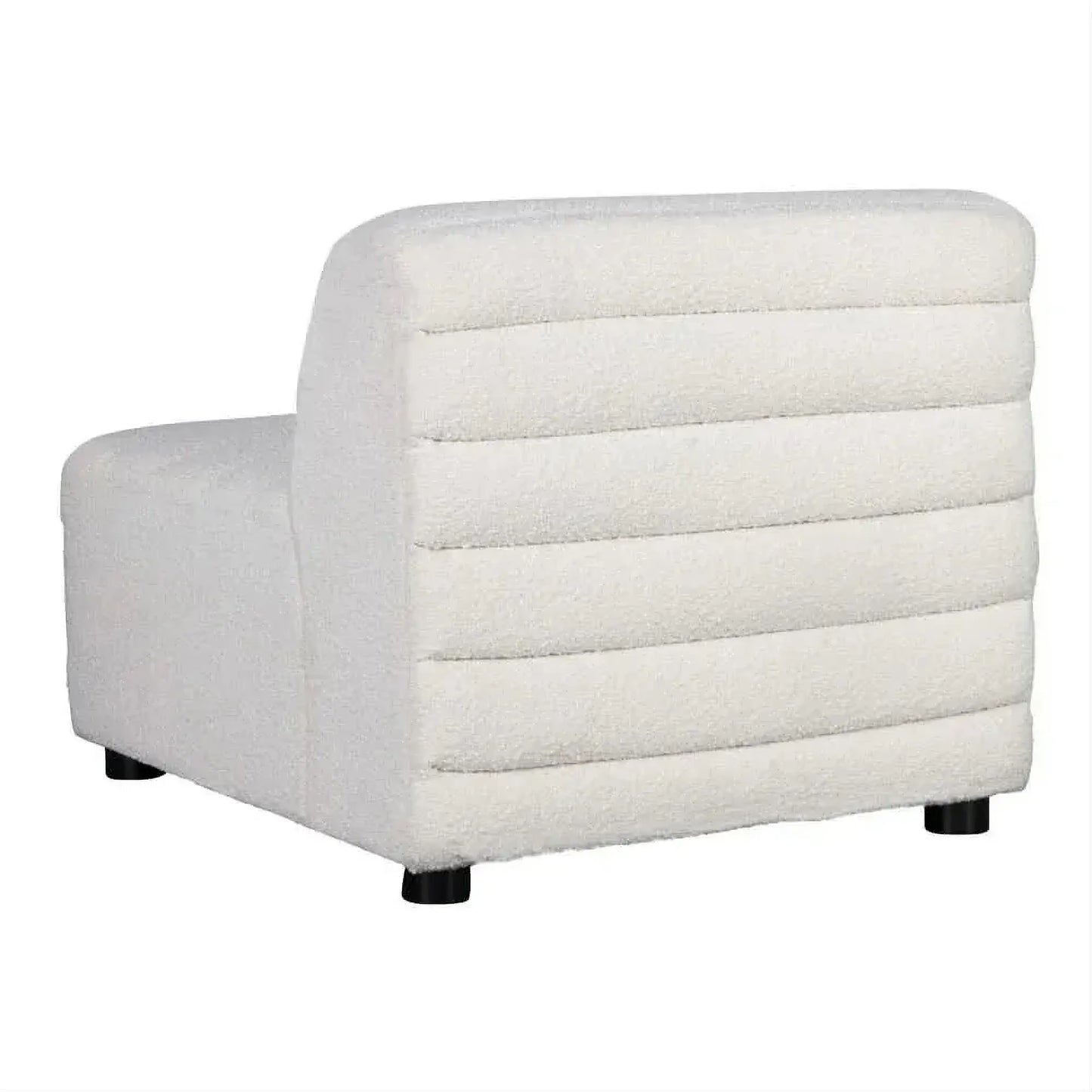 Meredith Boucle Occasional Chair in White - Chocolate Wood