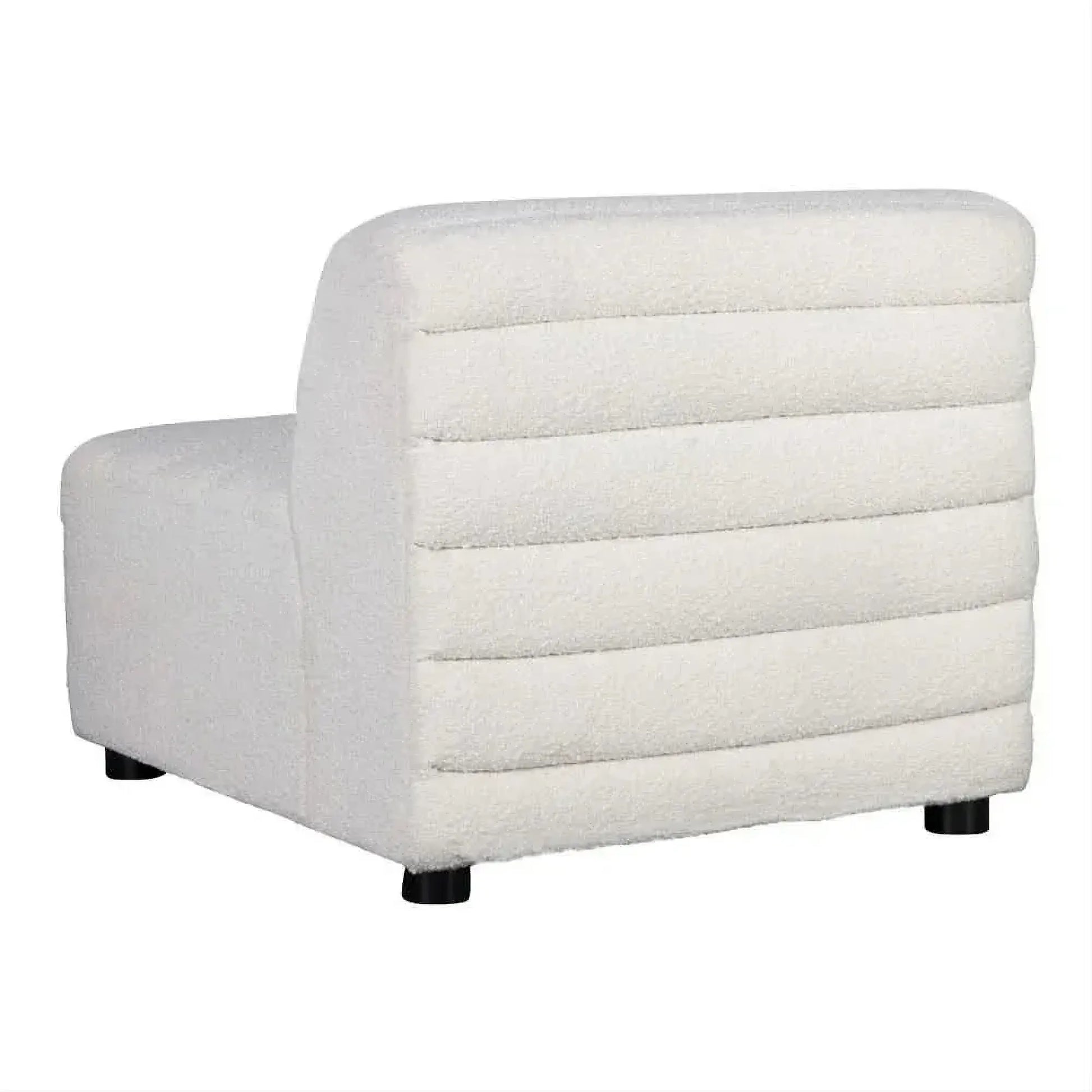 Meredith Boucle Occasional Chair in White - Chocolate Wood