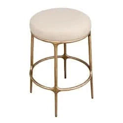 SOREN KITCHEN STOOL - BRASS /NATURAL LINEN - MyChocolateWood