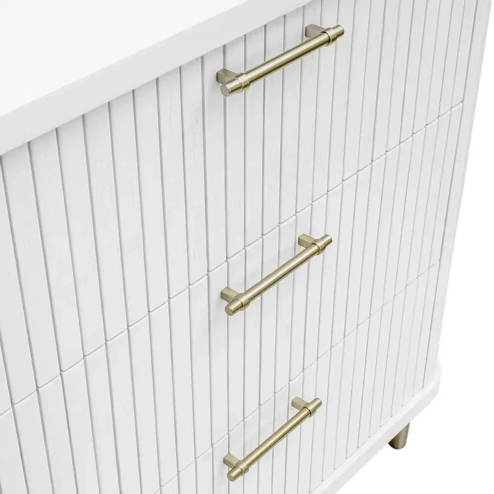 Pembroke Oak 3-Drawer Chest of Drawers in White - Chocolate Wood