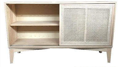 BAHAMAS BUFFET SIDEBOARD 3 DRAWERS/SLIDING RATTAN DOORS SOLID OAK NATURAL COLOUR 140CM - MyChocolateWood