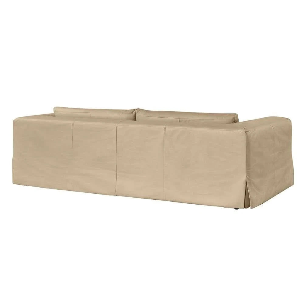 INIGO 3-SEATER LEATHER SLIP COVER SOFA TOP GRAIN COW LEATHER CAPPUCCINO CREAM - MyChocolateWood