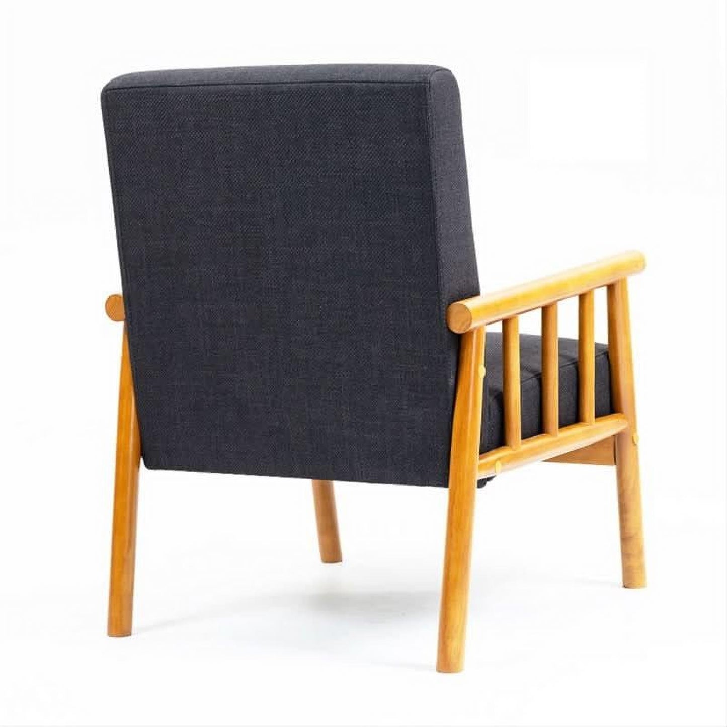 SUDBURY ARMCHAIR ACCENT CHAIR - NATURAL RUBBERWOOD FRAME/BLACK FABRIC - MyChocolateWood