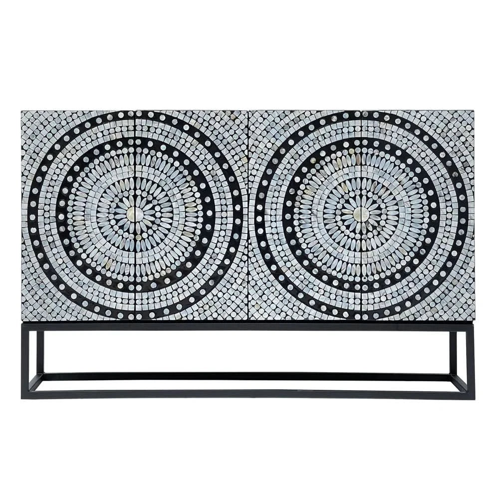 ILANA  MOTHER OF PEARL HAND MADE  2-DOOR SIDEBOARD/BUFFET - MyChocolateWood