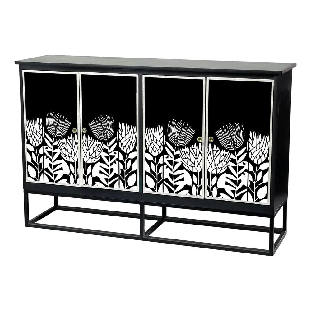CYNTHIA  MOTHER OF PEARL HAND INLAY 4-DOOR SIDEBOARD/BUFFET - MyChocolateWood