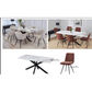 DAKOTAH 7PCE PIECE DINING SET: 1 MARBLE LOOK DINING TABLE 179CM & 6 DAKOTAH RUST DINING CHAIRS - MyChocolateWood