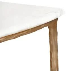 SOREN MARBLE DEMILUNE TABLE/ACCENT TABLE - BRASS FRAME 90CM - MyChocolateWood