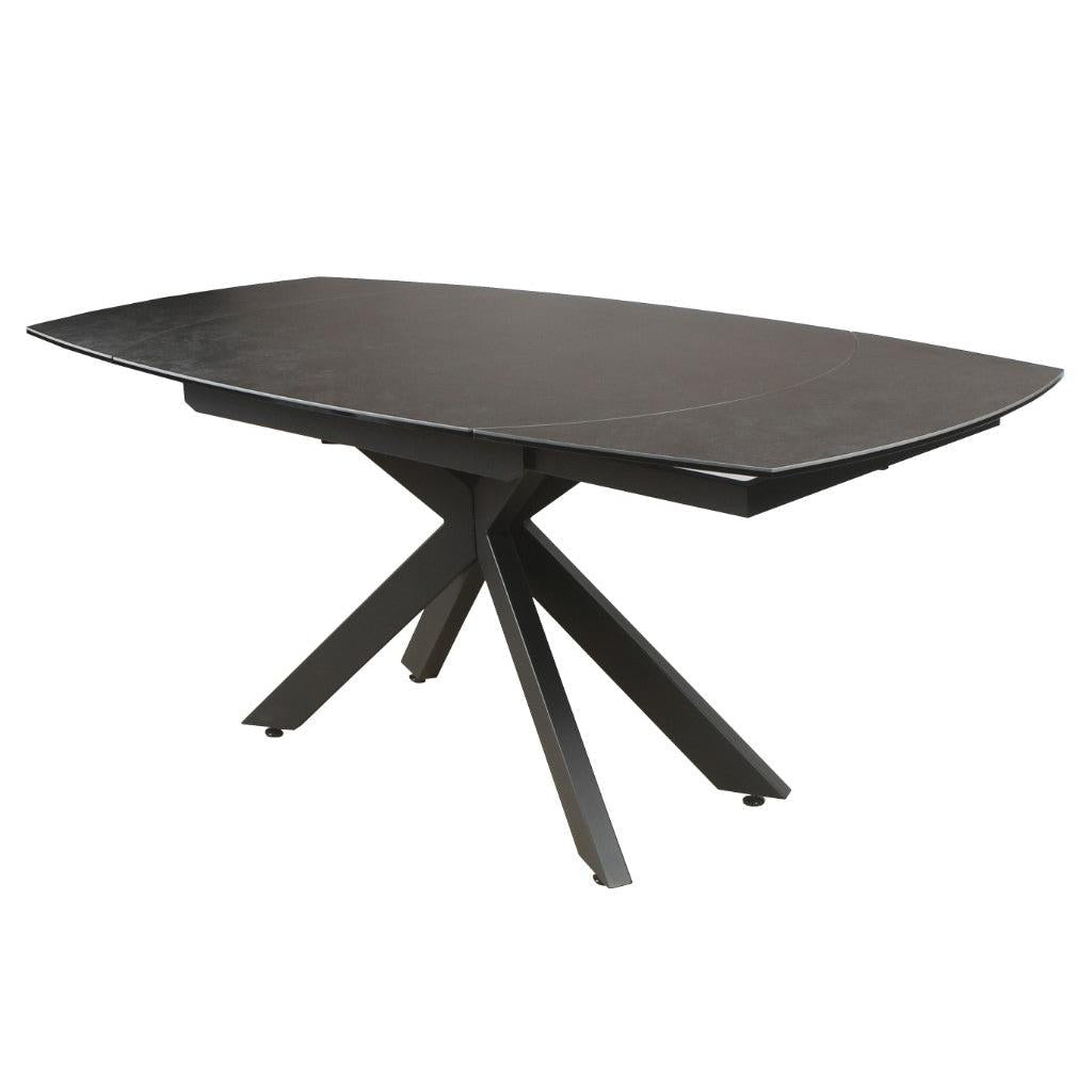 DORIT SWIVEL EXTENSION CERAMIC GLASS DINING TABLE DARK GREY W:120/180CM - MyChocolateWood