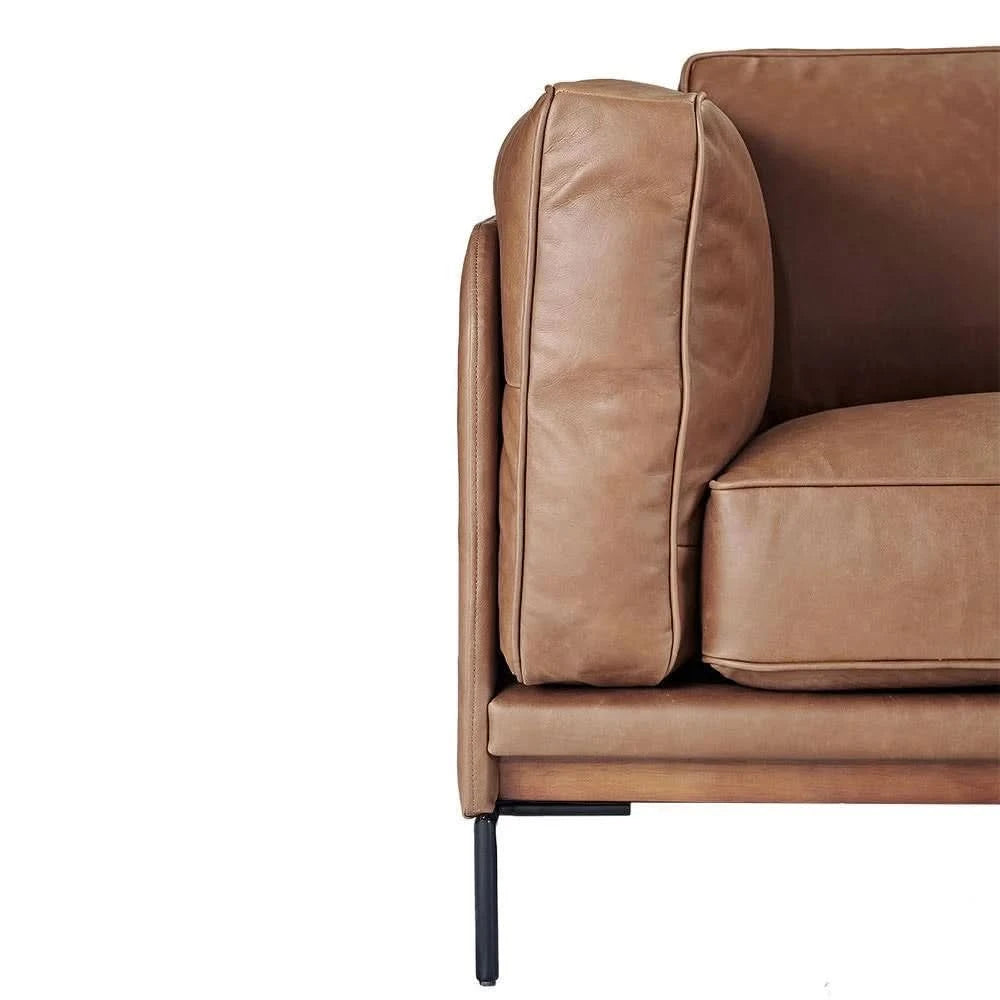 DAVIEN DARK BROWN 2.5 SEATER SOFA TOP GRAIN COW LEATHER - MyChocolateWood