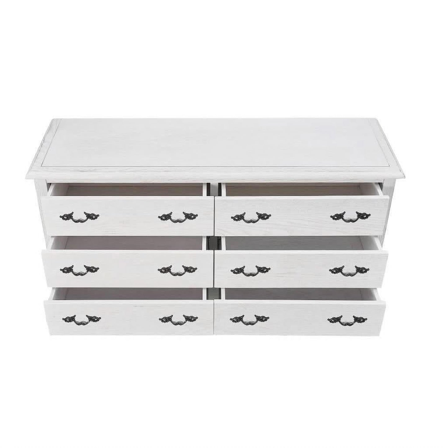 CLARENCE OAK 4 PIECE KING BED, BEDSIDES & DRESSER SET LIGHTLY DISTRESSED WHITE - MyChocolateWood