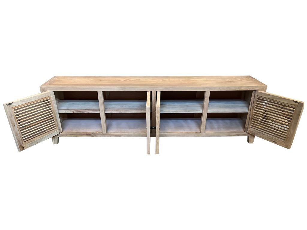VILLA LOUVRE STYLE TV/ENTERTAINMENT UNIT 4 DOORS IN RECYCLED ELM 200CM - MyChocolateWood