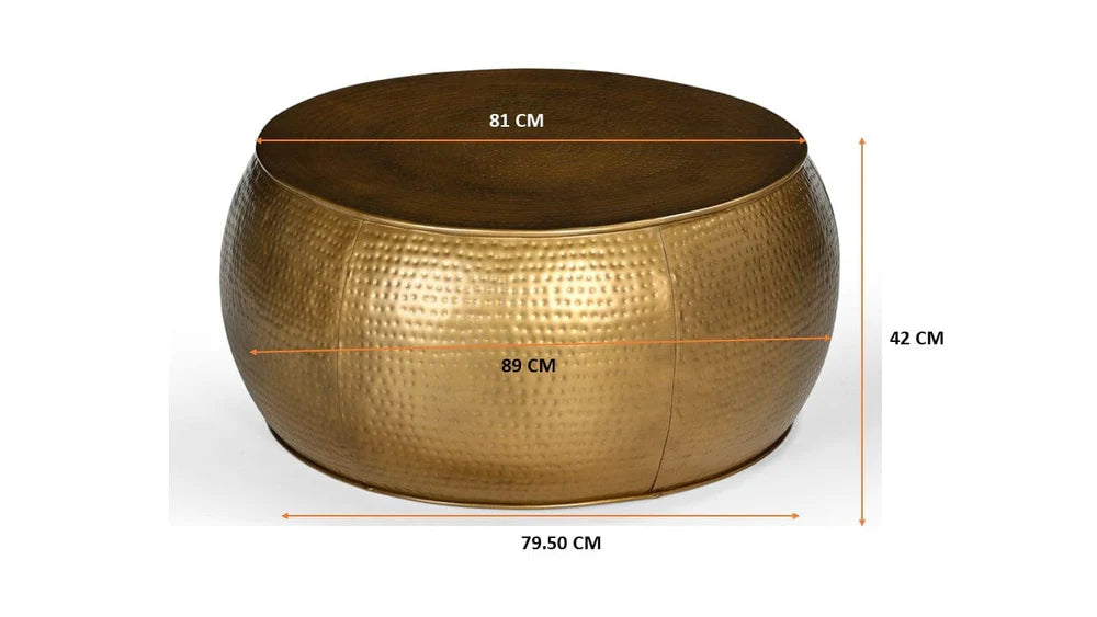 EMORI BRASS LOOK HAMMERED COFFEE TABLE - MyChocolateWood