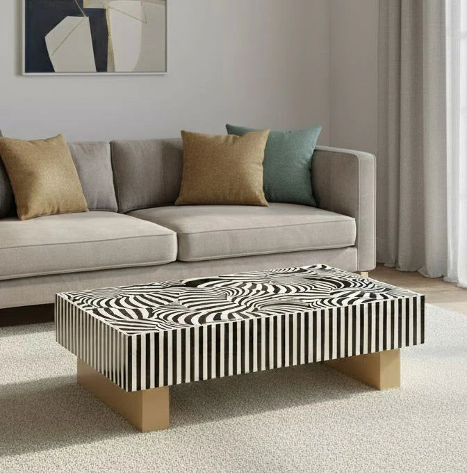 ENIGMA VORTEX NOIR MOTHER OF PEARL HAND INLAY COFFEE TABLE - MyChocolateWood