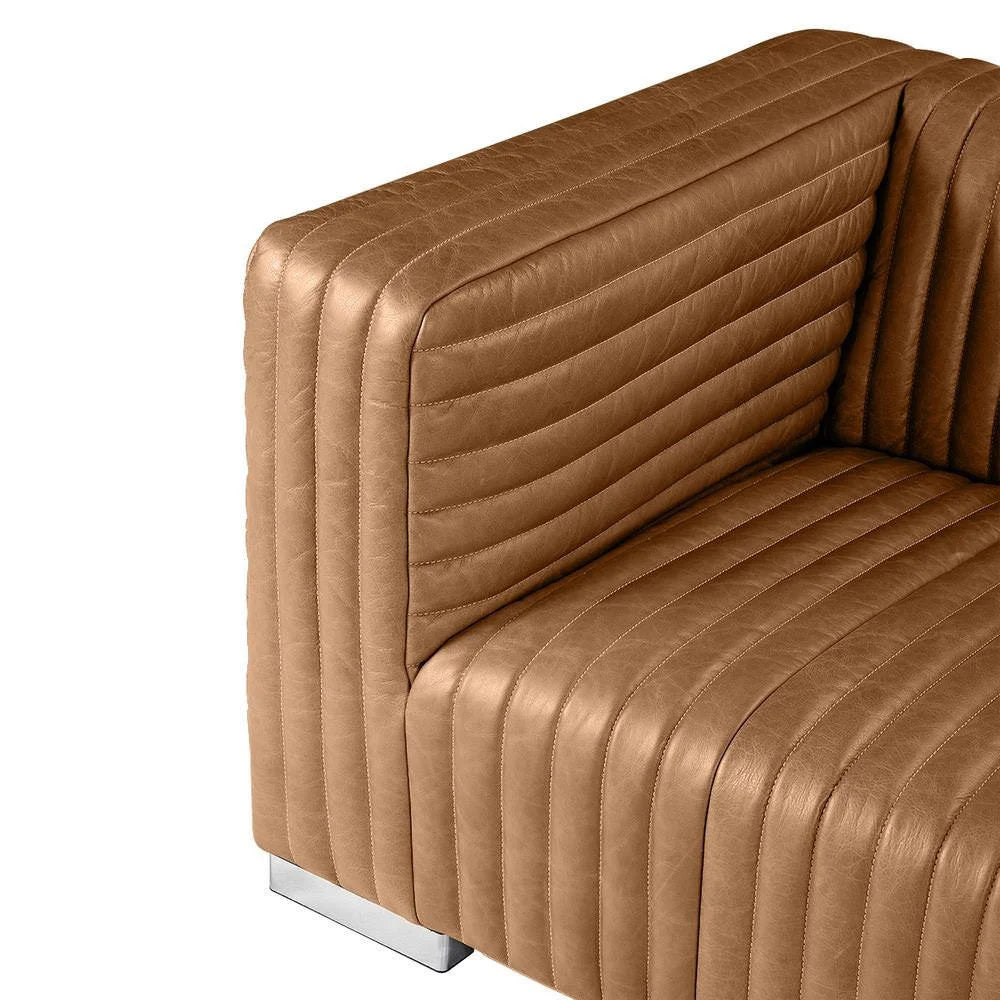 BUFFY 3-SEATER SOFA TOP GRAIN COW LEATHER  LIGHT BROWN - MyChocolateWood
