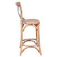 MALMO CROSS BACK OAK BAR STOOL WITH GREY METAL STRAPS - MyChocolateWood