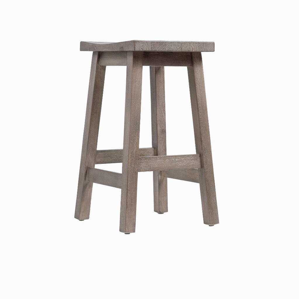 PAPAYA SOLID MANGO WOOD KITCHEN STOOL GREY WASH