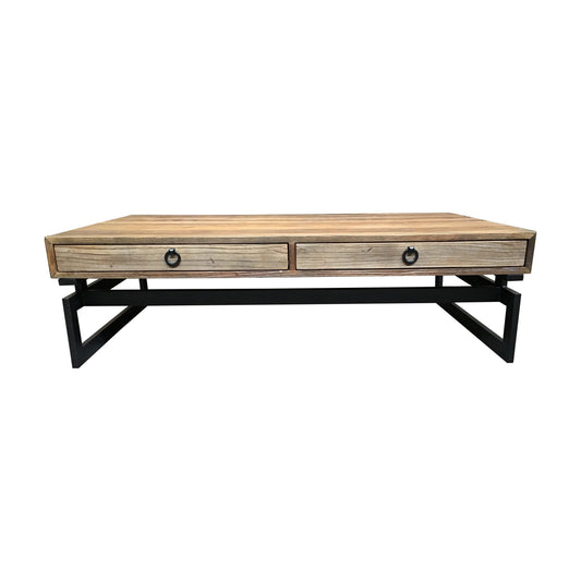 JESPIE RECYCLED ELM & IRON COFFEE TABLE NATURAL - MyChocolateWood