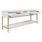MORETTI 3-DRAWER CONSOLE TABLE/HALL TABLE SATIN WHITE  & GOLD LARGE - MyChocolateWood