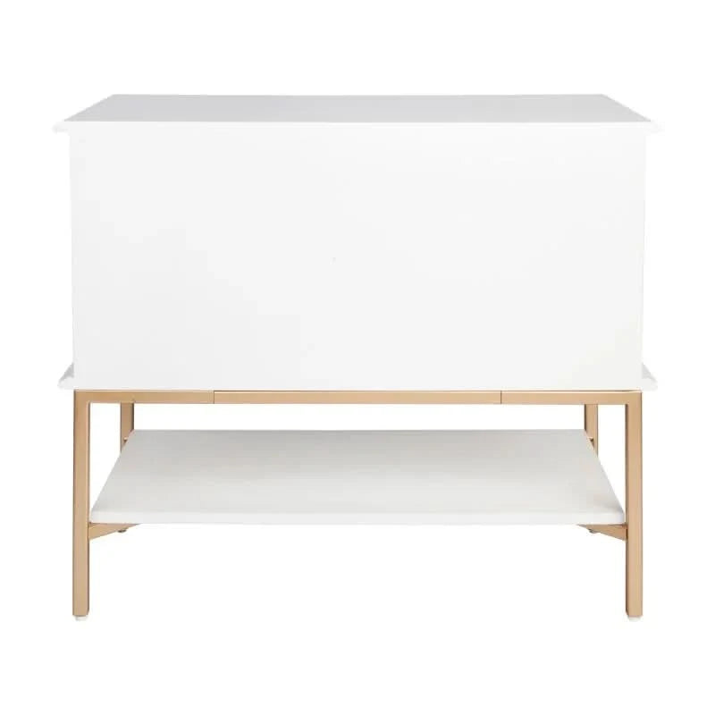 MORETTI 2-DRAWER BEDSIDE TABLE SATIN WHITE/GOLD LARGE - MyChocolateWood