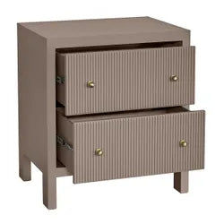 JAYLA LARGE TAUPE 2-DRAWER LARGE BEDSIDE TABLE - MyChocolateWood