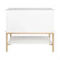 Moretti 2-Drawer Bedside Table Large in Satin White & Gold - Chocolate Wood