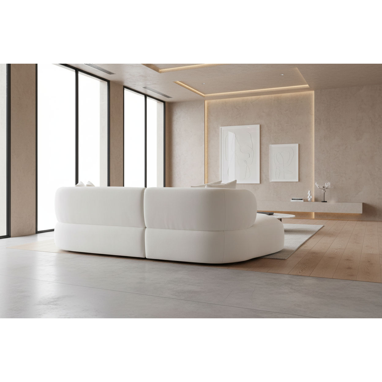 BEECHAM MODULAR 3-SEATER CORNER SOFA WITH LHF CHAISE - NATURAL CHENILLE - MyChocolateWood