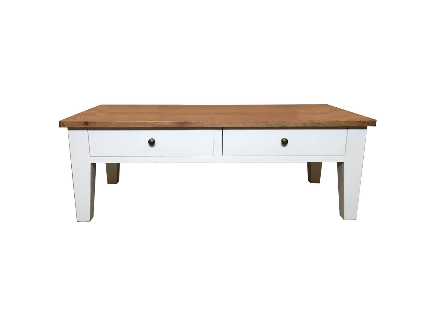 MERINE  OAK TOP/WHITE BASE 2-DRAWER 2-WAY COFFEE TABLE 120CM - MyChocolateWood