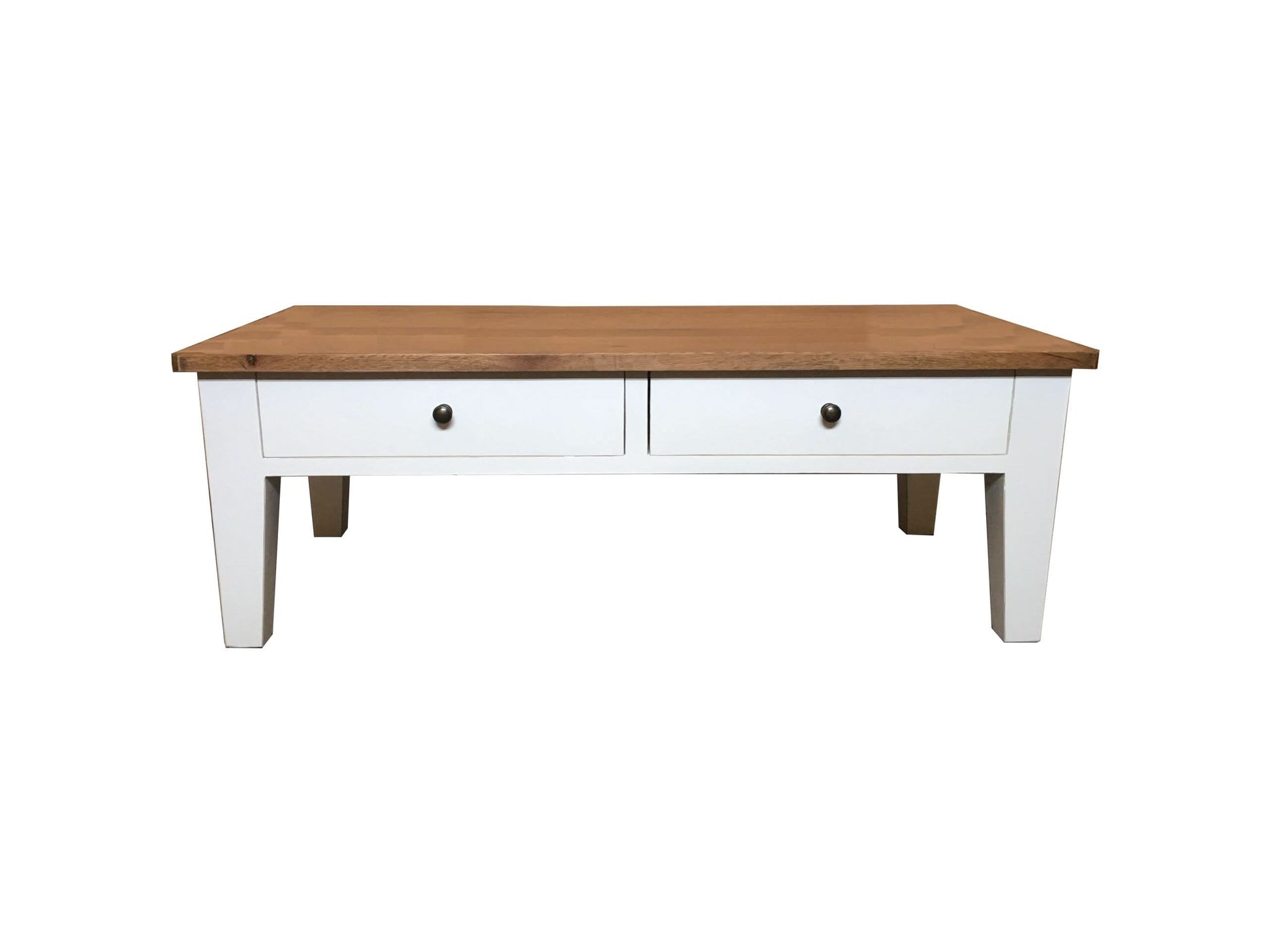MERINE  OAK TOP/WHITE BASE 2-DRAWER 2-WAY COFFEE TABLE 120CM - MyChocolateWood