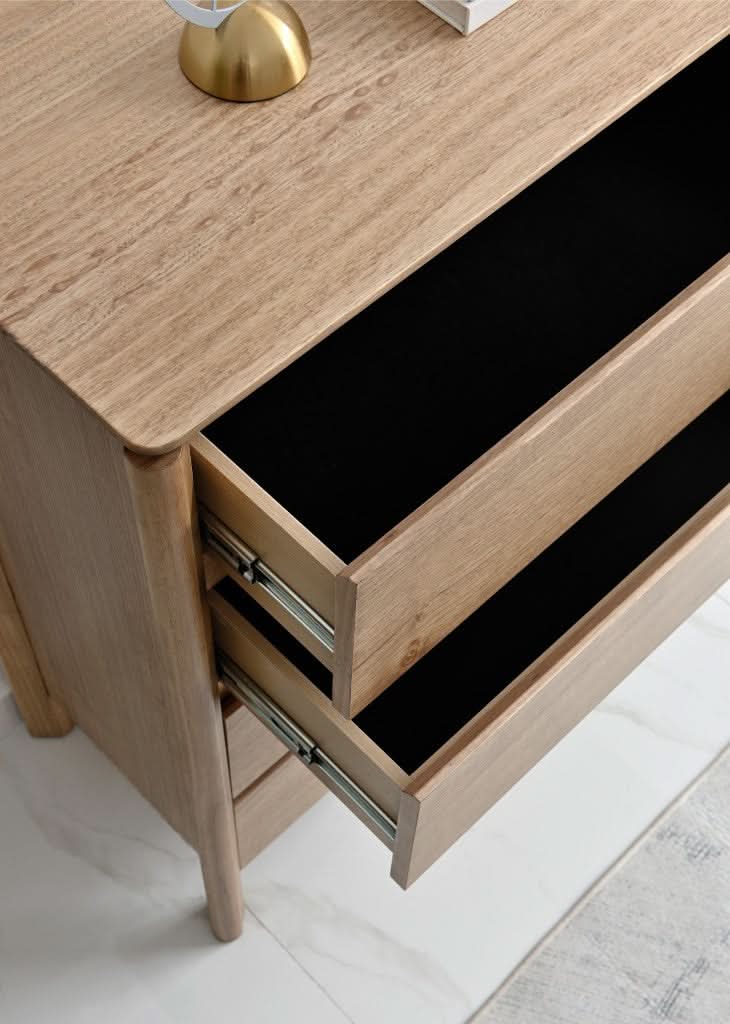 AKSEL MESSMATE TIMBER 4-DRAWER TALLBOY/CHEST OF DRAWERS LIGHT SMOKE - MyChocolateWood