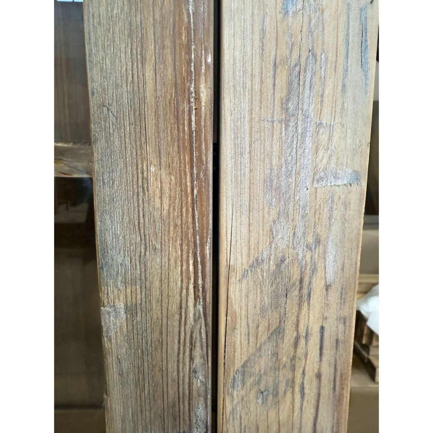 REINA GREYWASHED RECYCLED TIMBER/GLASS 4-DOOR BUFFET/SIDEBOARD - MyChocolateWood
