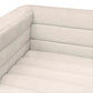Meredith Fabric Sofa, 2-Seater in Natural Linen - Chocolate Wood
