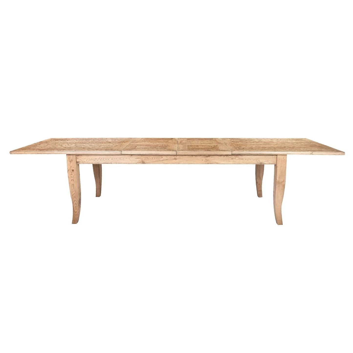 MAGGIO CURVED LEG OAK DOUBLE EXTENSION DINING TABLE W210/260/310 - MyChocolateWood
