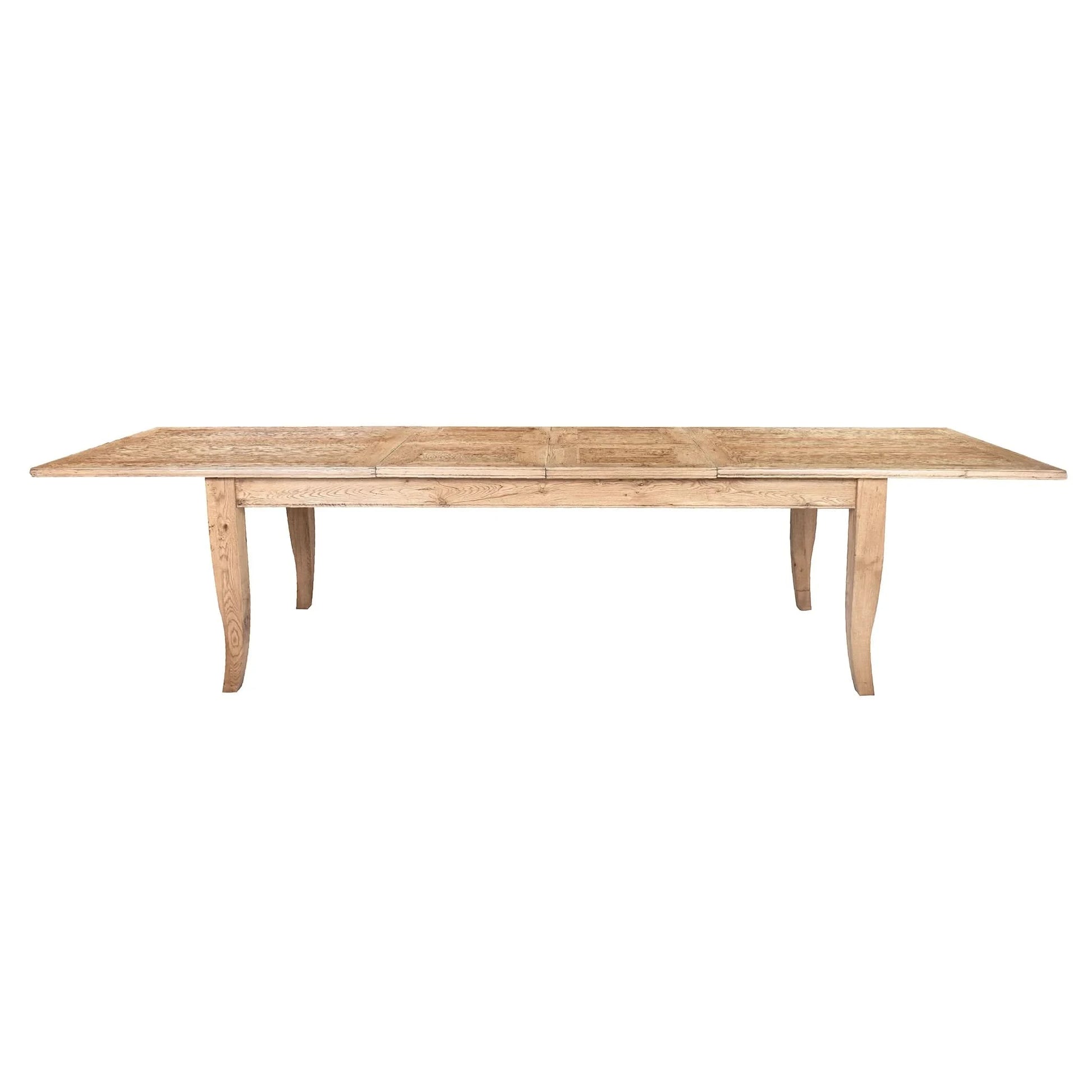 MAGGIO CURVED LEG OAK DOUBLE EXTENSION DINING TABLE W210/260/310 - MyChocolateWood