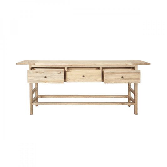 JOELLE 3-DRAWER CONSOLE TABLE/HALL TABLE DISTRESSED NATURAL (Copy) - MyChocolateWood