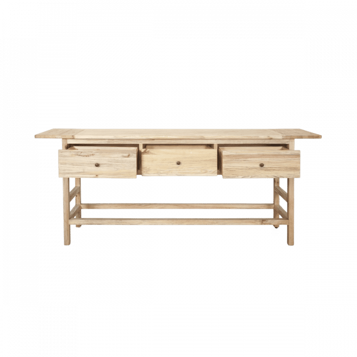 JOELLE 3-DRAWER CONSOLE TABLE/HALL TABLE DISTRESSED NATURAL (Copy) - MyChocolateWood