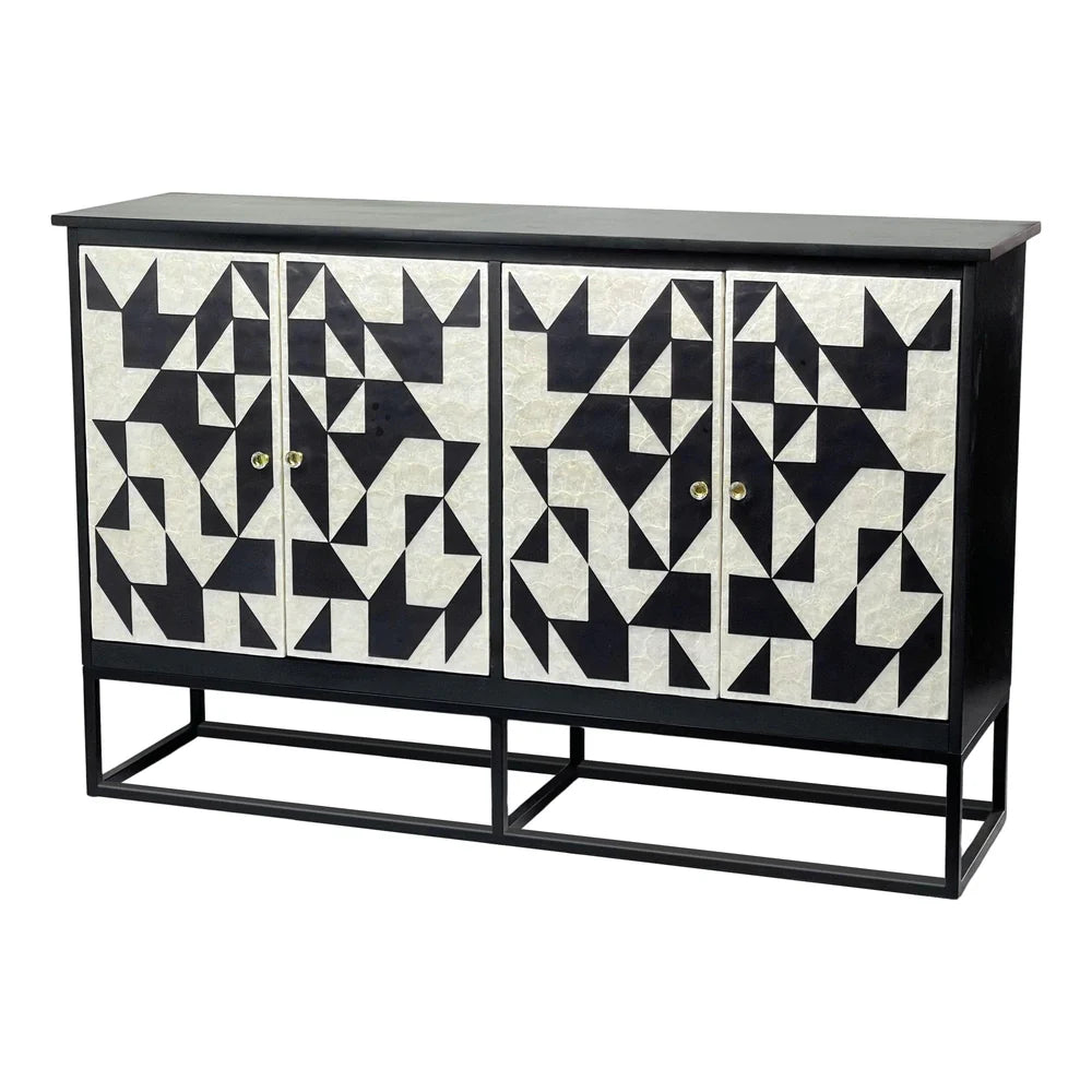DELTA  MOTHER OF PEARL HAND INLAY 4-DOOR SIDEBOARD/BUFFET - MyChocolateWood