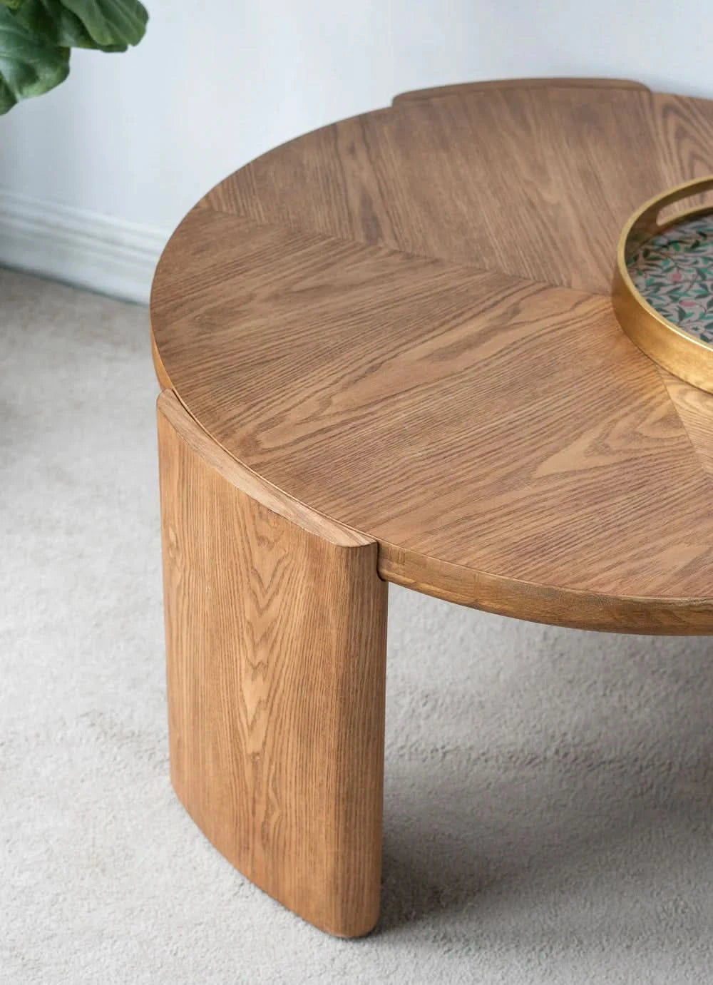 CAYDEN ASH VENEER ROUND COFFEE TABLE NATURAL - MyChocolateWood