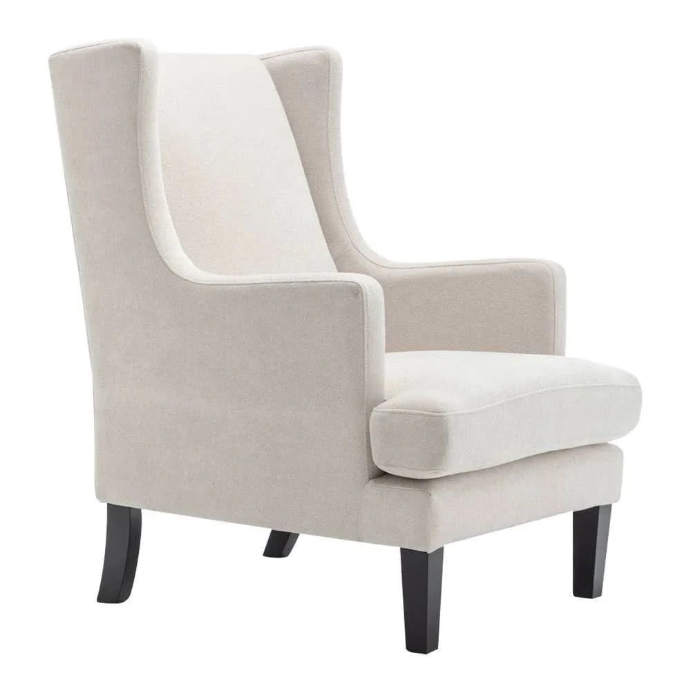 SILAS PEARL CHENILLE WING BACK ARMCHAIR/OCCASIONAL CHAIR - MyChocolateWood