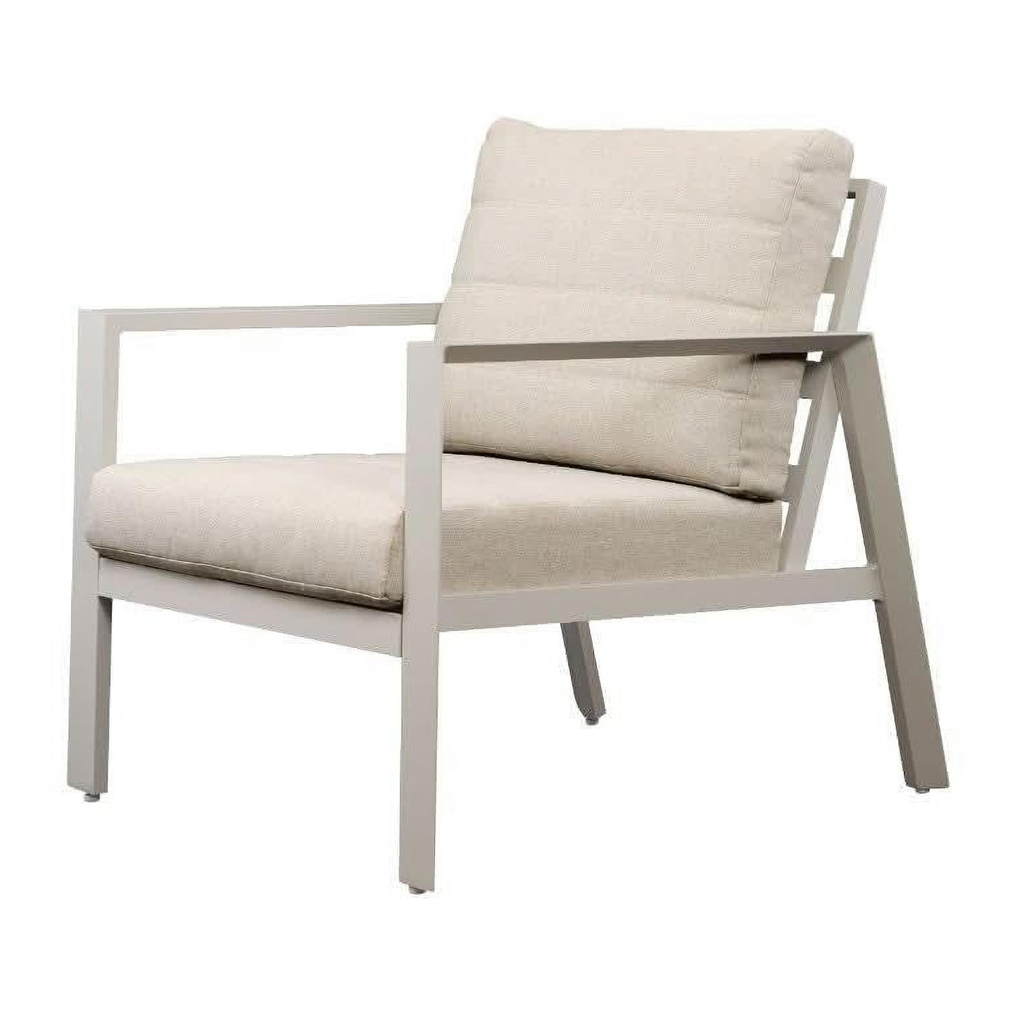 Frinton 4-Piece Outdoor Lounge Set in Cream - Chocolate Wood