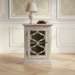 REINA GREYWASHED RECYCLED TIMBER/GLASS PANEL 1-DOOR BEDSIDE TABLE/CABINET - MyChocolateWood